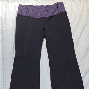 Black Athleta Yoga Pants with Purple Waistband